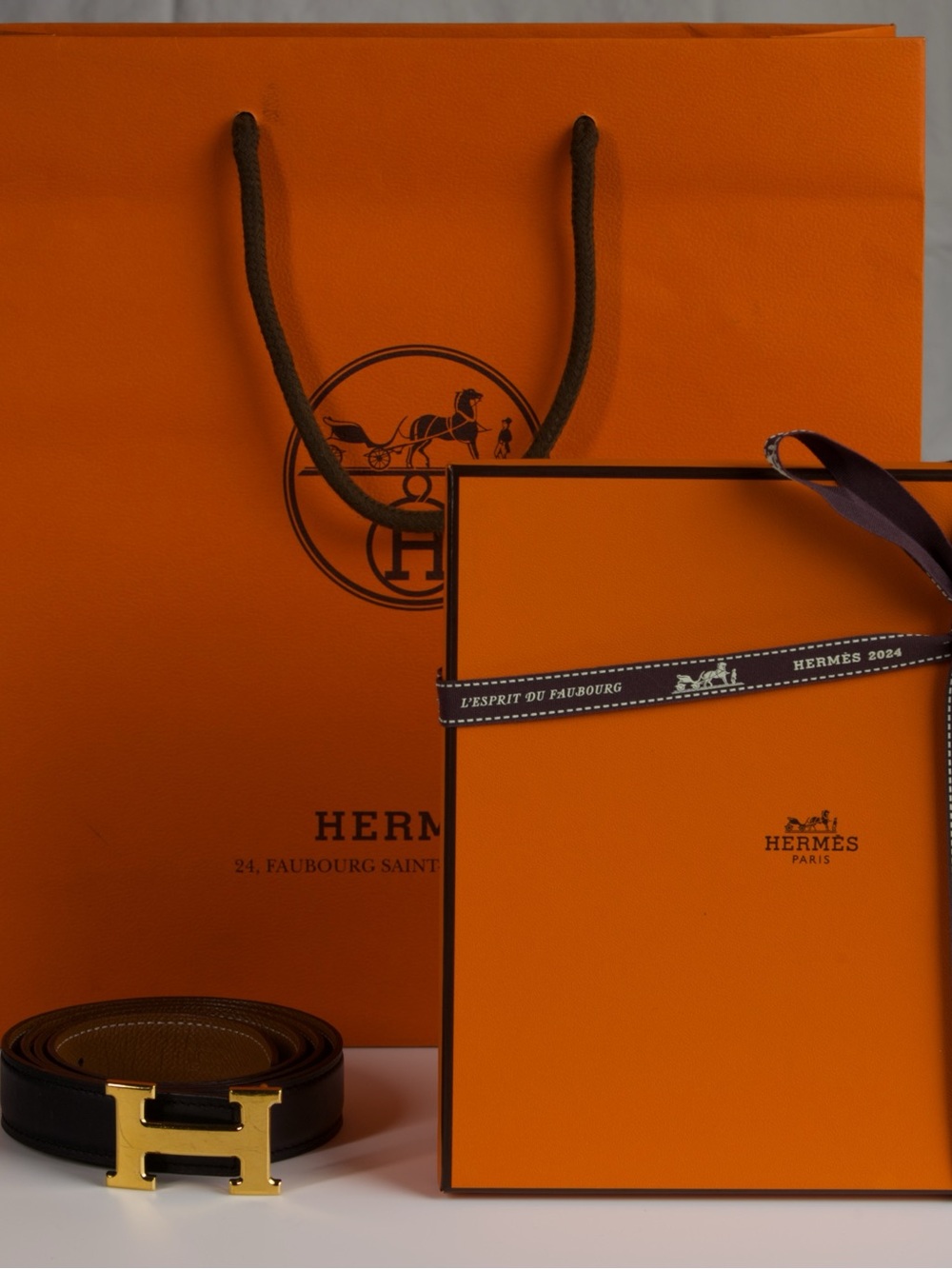 Hermes Reversible Brown/Gold H Belt - Classic Luxury